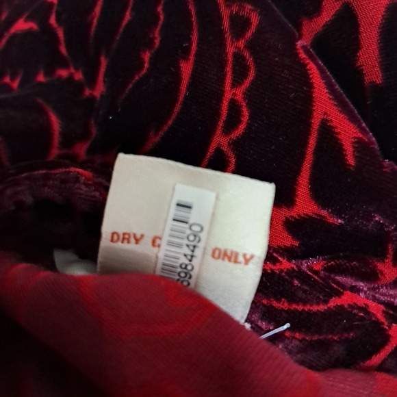 Sundance Top Women's Medium Red Velvet Burnout Button Up Long‎ Sleeve Silk Blend - Picture 5 of 9